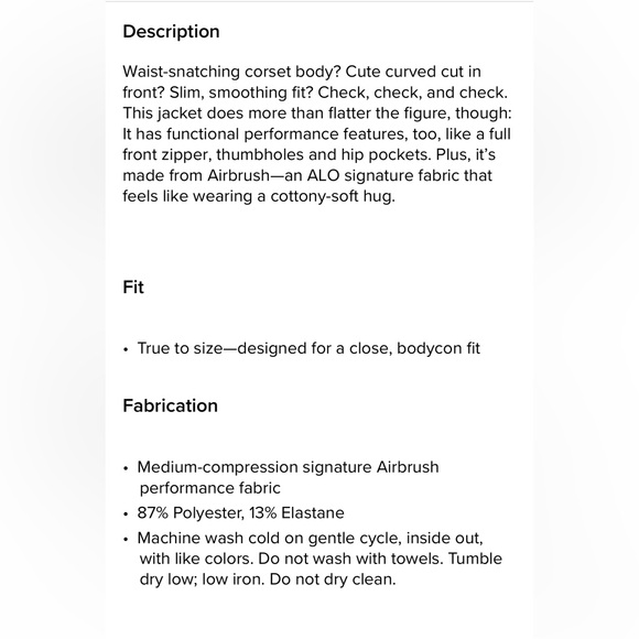 Alo Airbrush Black Corset Full Zip Jacket XS - Picture 9 of 13